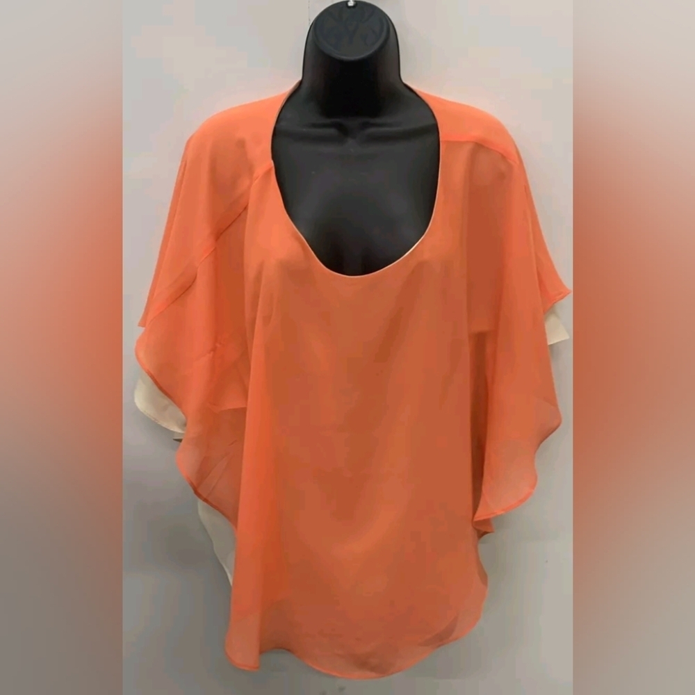 Zozo Loose Fit Women's Orange Beige Blouse Size L NWT MSRP $128